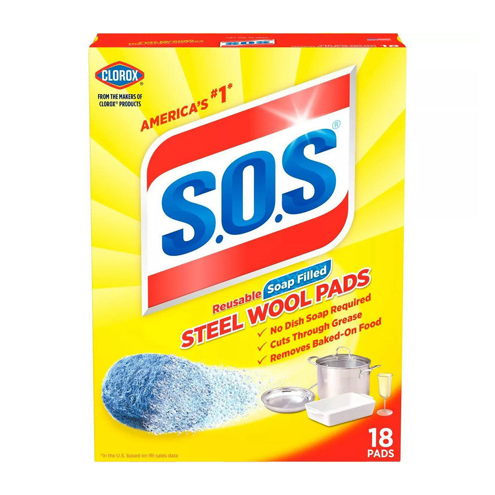 Clorox S.O.S Steel Wool Soap Reusable Pads, 18 Ea